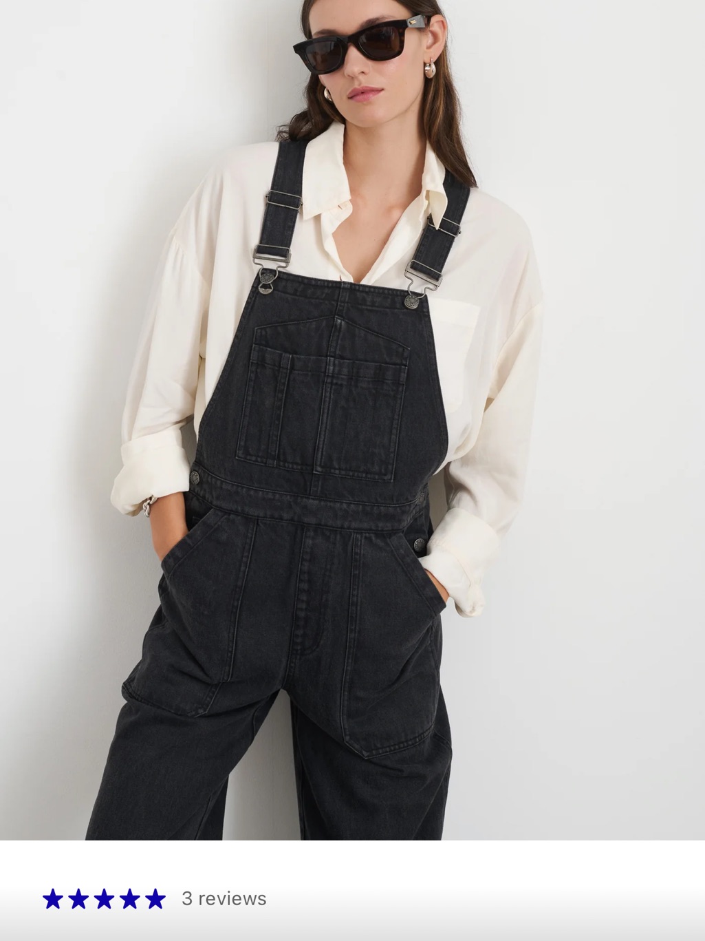 Alex Mill Black Denim Overalls With Front Bib Pocket